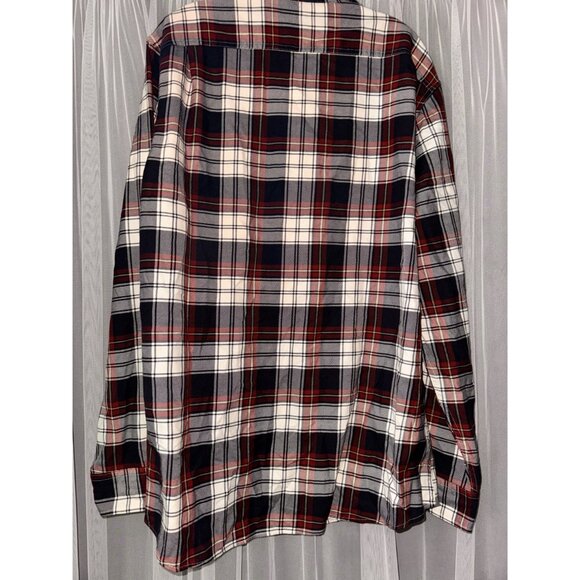 Mens Goodthreads Slim Fit Twill Plaid Button-Down Shirt XL Red & Navy - Picture 10 of 14